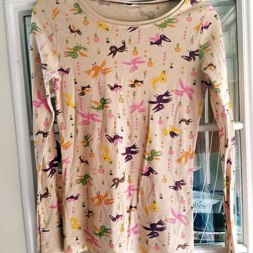 Vintage style long sleeved thermal hippie boho